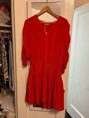NWT Ramy Brook red dress cinched sleeves